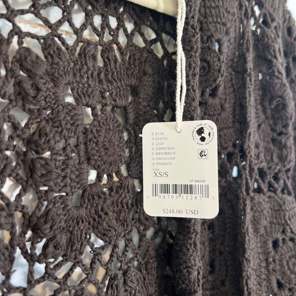 NWT Free people brown crochet duster cardigan XS/s - Picture 5 of 7